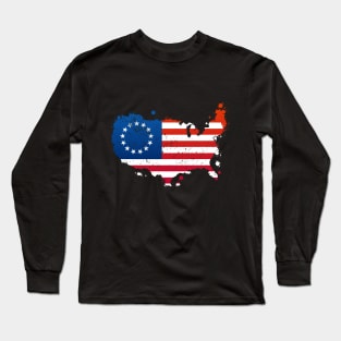 Betsy Ross USA Flag Long Sleeve T-Shirt